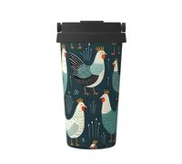 Mexpekil Tazza da caffè isolata da viaggio con coperchio a tenuta stagna, linea verde, tazze termiche per bevande calde, 500 ml