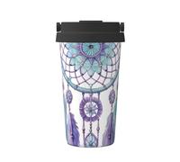 Mexpekil Tazza da caffè isolata da viaggio con coperchio a tenuta stagna, motivo acchiappasogni viola, tazze termiche per bevande calde, 500 ml