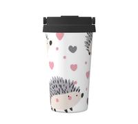 Mexpekil Tazza da caffè isolata da viaggio con coperchio a tenuta stagna, motivo riccio, amore, cuore, tazze termiche per bevande calde, 500 ml