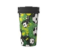 Mexpekil Tazza da caffè isolata da viaggio con coperchio a tenuta stagna Pigmento verde stampa calcio tazze termiche per bevande calde 500 ml