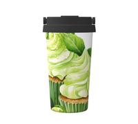 Mexpekil Tazza da caffè isolata da viaggio con coperchio a tenuta stagna, stampa di cupcake al lime, tazze termiche per bevande calde, 500 ml