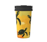 Mexpekil Tazza da caffè isolata da viaggio con coperchio a tenuta stagna, tartaruga verde volante, tazze termiche per bevande calde 500 ml