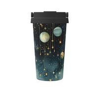 Mexpekil Tazza da caffè isolata da viaggio con coperchio a tenuta stagna verde cielo stellato tazze termiche per bevande calde 500 ml