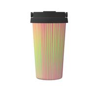 Mexpekil Tazza da caffè isolata da viaggio con coperchio a tenuta stagna verde rosa a righe sfumate tazze termiche per bevande calde 500 ml