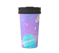 Mexpekil Tazza da caffè isolata da viaggio con coperchio a tenuta stagna viola fluorescente Planet tazze termiche per bevande calde 500 ml