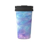 Mexpekil Tazza da caffè isolata da viaggio con coperchio a tenuta stagna viola scintillante Galaxy tazze termiche per bevande calde 500 ml