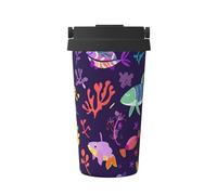 Mexpekil Tazza da caffè isolata da viaggio con coperchio a tenuta stagna viola sottomarina tazze termiche per bevande calde 500 ml