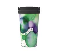Mexpekil Tazza da caffè isolata da viaggio con coperchio a tenuta stagna viola verde spruzzi di inchiostro tazze termiche per bevande calde 500 ml
