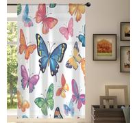 Mexpekil Tenda trasparente a 1 pannello, con motivo a farfalle, semitrasparente, con tasca per asta, per soggiorno, camera da letto, ufficio, finestra, in voile, 140 x 213 cm