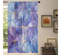 Mexpekil Tenda trasparente a 1 pannello, con motivo floreale, con tasca per asta, per soggiorno, camera da letto, ufficio, finestra, in voile, 140 x 213 cm