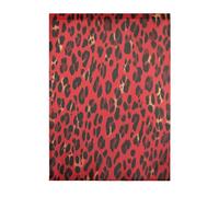 Mexpekil Tenda trasparente a 1 pannello, con stampa leopardata rossa, semi-trasparente, con tasca per asta, per soggiorno, camera da letto, ufficio, finestra, in voile, 140 x 213 cm