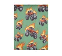 Mexpekil Tenda trasparente a 1 pannello, motivo camion dei pompieri, semi-trasparente, con tasca per asta, per soggiorno, camera da letto, ufficio, finestra, in voile, 140 x 198 cm