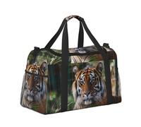 Mexpekil Tiger, borsone da portare a mano, impermeabile, per sport, palestra, danza, grande, weekender, per la notte, pieghevole, da viaggio, per donne e uomini, Tigre, Taglia unica