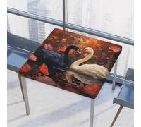 Mexpekil - Tovaglia quadrata con fiori di cigno bianco e nero, 117 x 117 cm, con bordo elastico, copertura per tavolo aderente, impermeabile, protegge il tavolo, per interni ed esterni