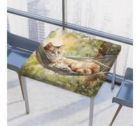 Mexpekil Tovaglia quadrata con gatto che dorme, 86 x 86 cm, elastica, impermeabile, per interni ed esterni