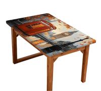 Mexpekil Tovaglia rettangolare con bordo elastico, per tavoli da 1,2 m, motivo: Big Ben britannico, impermeabile, per picnic, campeggio, sala da pranzo, patio