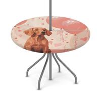 Mexpekil Tovaglia romantica per cani, impermeabile, con foro per ombrellone e cerniera, tovaglia rotonda per picnic, giardino, esterni, 91,4-111,8 cm