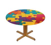 Mexpekil Tovaglia rotonda impermeabile colorata con motivo puzzle tovaglia rotonda lavabile per cucina, patio, picnic