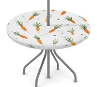 Mexpekil Tovaglia rotonda per esterni con foro per ombrellone e cerniera, graziose carote, 114,3-142,2 cm, bordo elastico, per patio e giardino