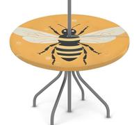 Mexpekil Tovaglia rotonda per esterni con foro per ombrellone e cerniera, stampa api animali, tovaglia lavabile 114,3-142,2 cm con bordo elastico per patio e giardino