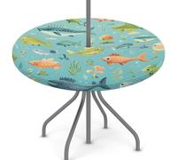 Mexpekil Tovaglia rotonda per ombrellone con chiusura a cerniera, con foro per ombrellone da 114,3 a 142,2 cm, con bordo elastico, per terrazza e giardino