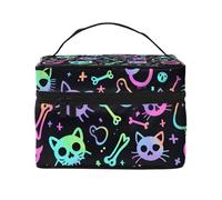 Mexpekil Trousse da viaggio per cosmetici, grande capacità, organizer per trucchi, borsa portatile per articoli da toeletta per donne e ragazze, Teschi Goth Ossa, Taglia unica