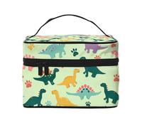 Mexpekil Trousse da viaggio per cosmetici, grande capacità, organizer per trucchi, borsa portatile per articoli da toeletta per donne e ragazze, Impronte colorate di dinosauri, Taglia unica