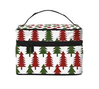 Mexpekil Trousse da viaggio per cosmetici, grande capacità, organizer per trucchi, borsa portatile per articoli da toeletta per donne e ragazze, Albero di Natale Rosso Verde, Taglia unica