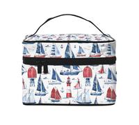 Mexpekil Trousse da viaggio per cosmetici, grande capacità, organizer per trucchi, borsa portatile per articoli da toeletta per donne e ragazze, Fari delle navi, Taglia unica