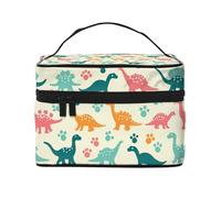 Mexpekil Trousse da viaggio per cosmetici, grande capacità, organizer per trucchi, borsa portatile per articoli da toeletta per donne e ragazze, Impronta di dinosauri colorati, Taglia unica