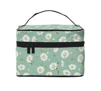 Mexpekil Trousse da viaggio per cosmetici, grande capacità, organizer per trucchi, borsa portatile per articoli da toeletta per donne e ragazze, Margherite Piccole, Taglia unica