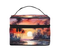 Mexpekil Trousse da viaggio per cosmetici, grande capacità, organizer per trucchi, borsa portatile per articoli da toeletta per donne e ragazze, Albero di cocco dell'isola, Taglia unica