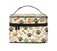 Mexpekil Trousse da viaggio per cosmetici, grande capacità, organizer per trucchi, borsa portatile per articoli da toeletta per donne e ragazze, Zampa di cane stampa ossa, Taglia unica