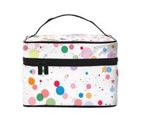 Mexpekil Trousse da viaggio per cosmetici, grande capacità, organizer per trucchi, borsa portatile per articoli da toeletta per donne e ragazze, Punto d'onda di colore, Taglia unica