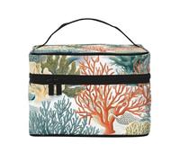 Mexpekil Trousse da viaggio per cosmetici, grande capacità, organizer per trucchi, borsa portatile per articoli da toeletta per donne e ragazze, Mar dei Cor, Taglia unica