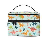 Mexpekil Trousse da viaggio per cosmetici, grande capacità, organizer per trucchi, borsa portatile per articoli da toeletta per donne e ragazze, Impronte di dinosauri, Taglia unica