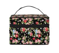 Mexpekil Trousse da viaggio per cosmetici, grande capacità, organizer per trucchi, borsa portatile per articoli da toeletta per donne e ragazze, Rose Fiori di campo, Taglia unica