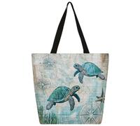 Mexpekil Turtles - Borsa tote in tela con ancora vintage, per donne e ragazze, riutilizzabile, per la spesa, grande, borsa a tracolla multiuso