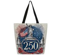 Mexpekil Usa Liberty - Borsa larga in tela per donne e ragazze, riutilizzabile, per la spesa, grande, borsa a tracolla multiuso