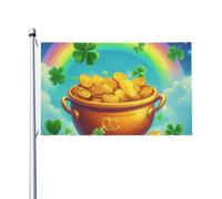 Mexpekil Vaso di monete d'oro bandiere arcobaleno 1,5 m x 0,9 m con occhielli doppia bandiera festival bandiera decorativa per esterni per la Coppa del Mondo di calcio, strada, feste, vacanze, casa