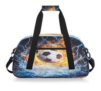 Mexpekil Water Fire Soccer Ball Borsa da viaggio da palestra per ragazze ragazzi Carry On Pernottamento Weekend Borse Impermeabile Bagaglio a mano per Sport Danza Scuola Pratica