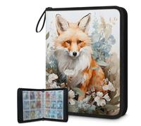 Mexpekil Wild Fox - Raccoglitore per carte con 9 tasche con 50 pagine a caricamento laterale, per 900 carte, con cerniera, impermeabile, porta carte