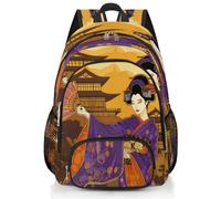 Mexpekil Zaino da scuola con geisha giapponese, grande, per ragazze, ragazzi, bambini, impermeabile, per donne e uomini, leggero, per escursionismo, viaggi, 43 cm