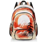 Mexpekil Zaino da scuola tradizionale giapponese con montagna Fuji Sun grande zaino da scuola per ragazze ragazzi bambini zaino impermeabile per laptop per donne uomini zaino leggero escursionismo