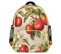 Mexpekil Zaino per bambini con mele e foglie di frutta, per la scuola, leggero e impermeabile, per bambini in età prescolare, con cinghia toracica, portabottiglie d'acqua