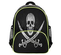 Mexpekil Zaino per bambini con teschio gotico e sciabola, per la scuola, leggero e impermeabile, per bambini in età prescolare, con cinghia toracica, portabottiglie d'acqua