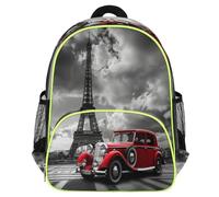 Mexpekil Zaino per bambini con torre Eiffel rossa, per la scuola, per ragazze e ragazzi, leggero e impermeabile, zaino da viaggio per bambini in età prescolare con cinghia toracica portabottiglie