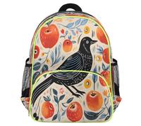 Mexpekil Zaino per bambini con uccelli e mele, zaino per la scuola per ragazze e ragazzi, leggero e impermeabile, zaino da viaggio per bambini per la scuola materna, con cinturino per il petto