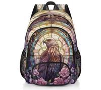 Mexpekil Zaino per la scuola con fiori d'aquila, grande, per ragazze, ragazzi, bambini, impermeabile, per donne e uomini, leggero, per escursionismo, viaggi, 43 cm