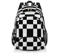 Mexpekil Zaino scolastico con griglia a scacchiera bianca nera grande borsa per la scuola per ragazze ragazzi bambini zaino impermeabile per laptop per donne uomini zaino leggero escursionismo viaggio